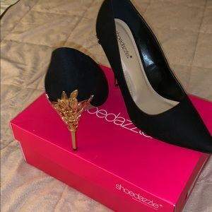 Black and Gold High Heels